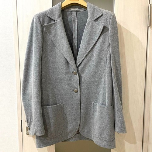 Giacca CHANEL donna basic grigia logo Coco Mark metallo bottoni sartoriale autentica