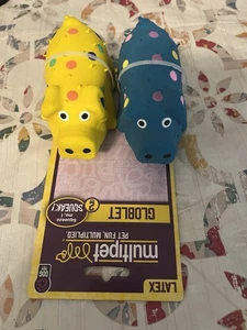 Playful Buddy Pig Dog Toys 2 Count (1 SET) Blue/Yellow - Picture 1 of 1