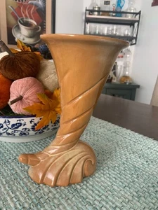 Vintage Frankoma Pottery Füllhorn Vase #59 Orange & Creme Glasur Keramik - Bild 1 von 5