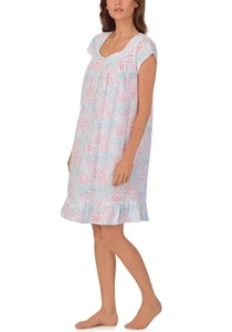 Neu $ 64 Eileen West Aquarell 100 % Baumwolle Strickmütze Slv kurzes Nachthemd 2X - Bild 1 von 6