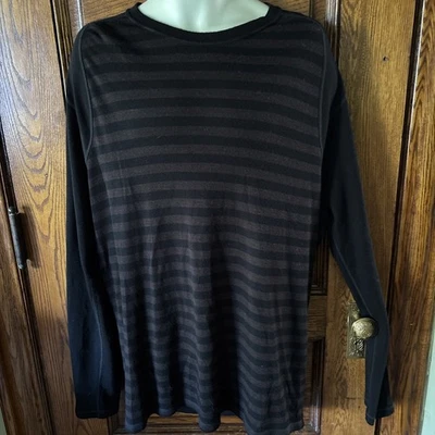 SMARTWOOL Logo Black & Brown Stripe Crewneck 100% Merino Wool SWEATER, XXL 2X - Image 1 of 4