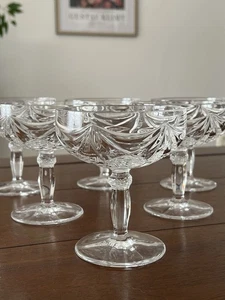 6 pieces Katharinenhütte "Burg Lindau" champagne bowls champagne glasses lead crystal 24%. - Picture 1 of 6