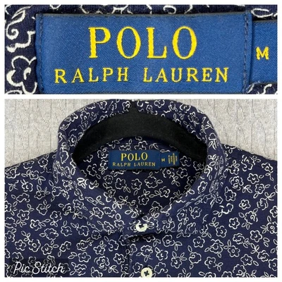 Polo Ralph Lauren Navy Floral Print Short Sleeve Polo Shirt Women Medium - Image 1 of 4