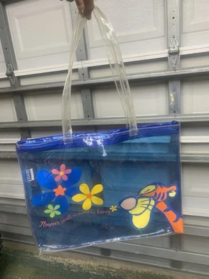 Raro Bolso Seco Flores Vintage Disney Tigger Transparente Grande Cremallera   Foto 1 de 4