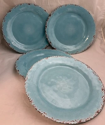 Juego de 4 platos de cena Tommy Bahama turquesa rústica melamina (11”) Foto 1 de 4