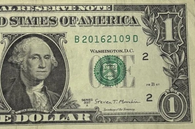 Birthday Note September 21 2016 Fancy Serial Number One Dollar BillB20162109D FW - Image 1 of 4