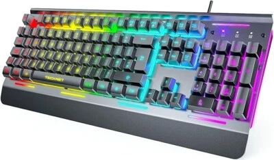 RGB Gaming Keyboard Black 105 Keys All-Metal Panel 15-Zone RGB Illumination IP32 - Image 1 of 4