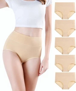 Women's Cotton Underwear High Waisted Ladies Panties Full Coverage Brief, Sz S - Picture 1 of 7