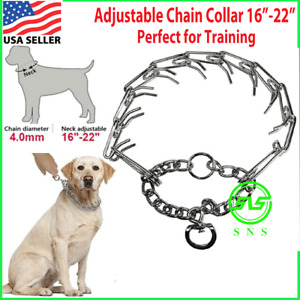 Dog Training Choke Chain Collar Adjustable Metal Steel Prong Pinch 4.0m 16"-22" 