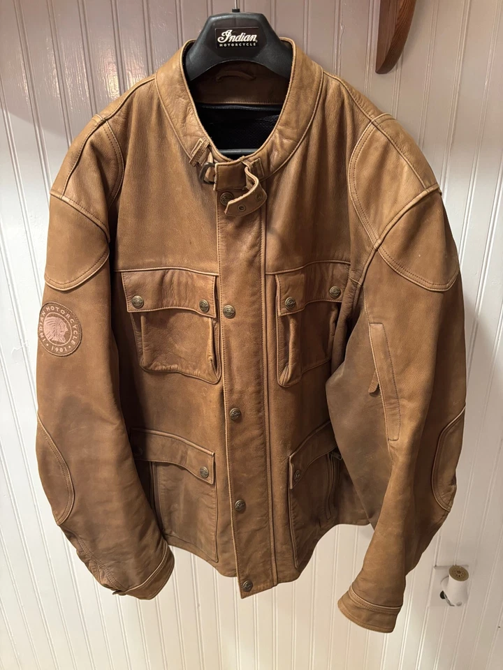 Chaqueta de cuero marrón para hombre Indian Motorcycle 3XL - ¡¡Apenas usada!!! Foto 1 de 4