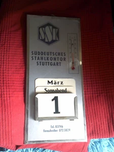 SSK Süddeutsches Stahlkontor Stuttgart Imoglas Dauerkalender mit Thermometer - Bild 1 von 2