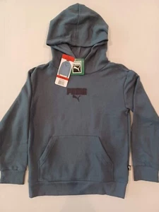 NEW Puma Youth Fleece Pullover Hoodie Sweatshirt Blue Size M 10/12 - Center Logo - Picture 1 of 8