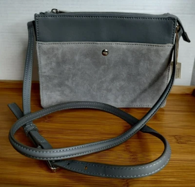 Bolsa tiracolo Talbots couro e camurça - 2 tons cinza - Imagem 1 de 4