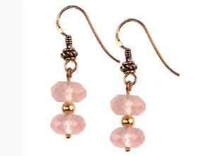 Cuarzo Rosa Redondo Plata de Ley 10 MM Pendientes - Imagen 1 de 1