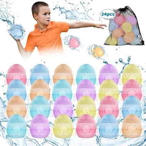 Wasserbomben Wiederverwendbar, GuKKK 24 Stück Schnell Wiederbefüllbare Wasserbom - Bild 1 von 8