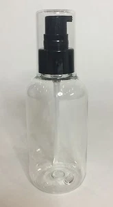 Leere 250ml PET klare Kunststoff Boston Flasche + schwarze Creme Pumpe + Kappe JEDE MENGE - Bild 1 von 2