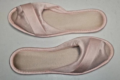 Vintage Pink Slippers Slide Scuff Medium (6.5-7.5) Made in USA Silky Foam Insole - Image 1 of 4