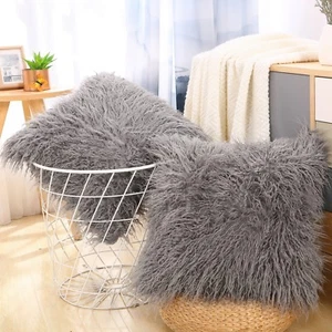 Mongolian Faux Fur Cushion Cover only 12"x20" / 18"x18" / 20"x20" - Picture 1 of 20