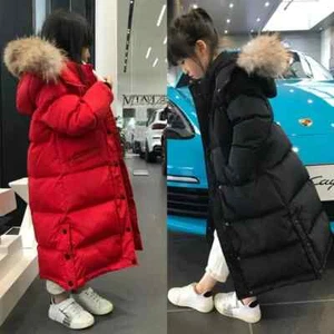 Boys Girls Cotton Padded Fur Collar Long Over-the-knee Thickened Coats Kid Warm - Picture 1 of 22