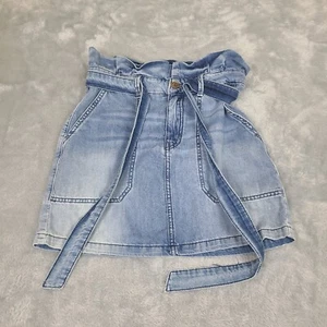 FREE PEOPLE Blue Denim In The Grass Paper Bag Skirt Size 4 - Picture 1 of 9