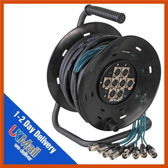 15m Pulse 6/2 Way XLR Multicore Drum Stagebox Stage Snake Mic Studio Multicore