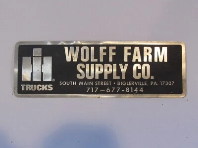 Vintage Wolff Farm Supply International Harvester PA Metal Dealer Badge Tag IH - Изображение 1 из 2