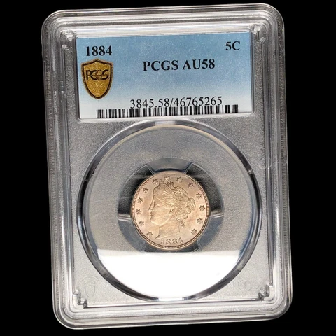 1884 PCGS AU-58 Liberty V Nickel BDK W00110 Cover