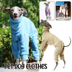Velvet Dog Pet Four Legged Coat Jacket Hoodies Clothes for Greyhound Huibit Dogs - Picture 1 of 28