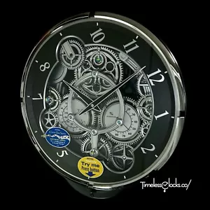 NEW Rhythm Chronograph Black Silver Gear Moving Musical Motion Clock 4MH442WU08 - Picture 1 of 11