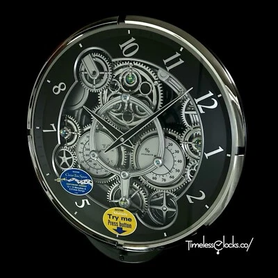 NEW Rhythm Chronograph Black Silver Gear Moving Musical Motion Clock 4MH442WU08 - Image 1 of 4