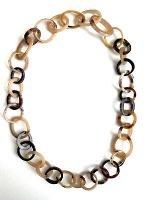 camilieri Horn Büffelhorn Halskette Kette Gliederkette braun natur Hornkette NEU - Bild 1 von 3