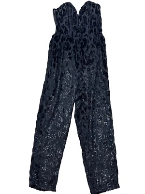 Victoria's Secret Jumpsuit Pants Womens Small Black Crushed Velvet Sheer Bustier - Image 1 of 4