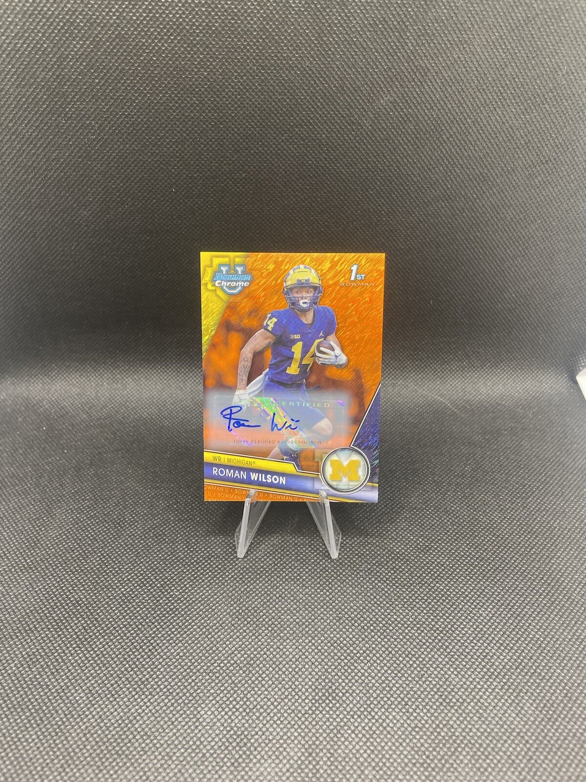 2023 Bowman University Chrome Roman Wilson 1st Orange Shimmer Refractor Auto /25