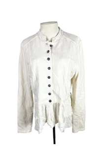 Others Follow Military Jacke Ragged Hem Gr. L Baumwolle Boho Creme - Bild 1 von 8