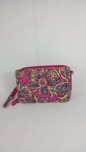 Vera Bradley Pink Floral Cloth Zip Wristlet Travel Organizer Wallet 7.5 in - Picture 1 of 11