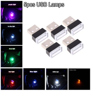 5pcs Mini USB LED Car Interior Light Neon Atmosphere Ambient Lamp Accessories BC - Picture 1 of 7