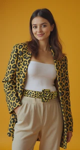 Mujer Amarillo Leopardo Negro Animal Estampado Tigre Estilo Safari Belt Cuadrado - Imagen 1 de 24