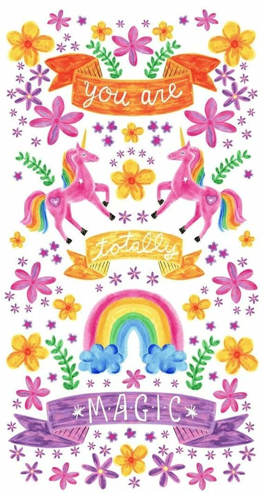 You Are Magic Unicorn Rainbow Cotton Fabric Timeless Treasures C7450 24" Panel