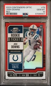 JOSH DOWNS 2023 Contenders Optic RED PRIZM RC #79 Colts /175 GEM MINT PSA 10 - Picture 1 of 2