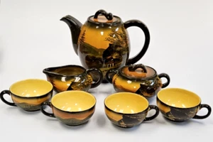 German SCHRAMBERG Majolika Black Forest Farm Coffee Tea Pot Set, Creamer, Sugar - Picture 1 of 24