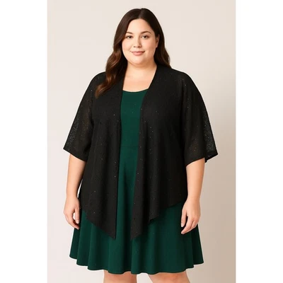 Cárdigan kimono delantero abierto encaje lentejuelas negro Chicos OS elástico vacaciones Foto 1 de 4