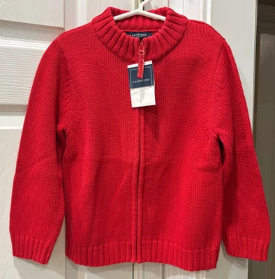 Suéter Cárdigan Rojo New Lands' End, Talla M, 5-6 Foto 1 de 2