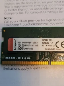 Kingston 4GB 2400MHz PC4-19200 260-Pin 1.2V CL17 DDR4 SO-DIMM Laptop Memory - Picture 1 of 3