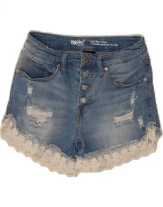 Pantalones cortos de mezclilla MOSSIMO para mujer desgastados cintura alta EE. UU. 4 pequeños W27 azul SR09 - Imagen 1 de 3