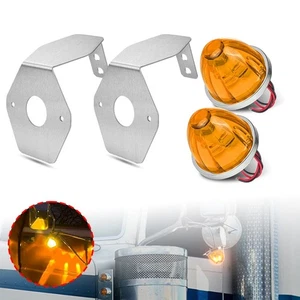 2x Big LED Watermelon Marker Lights with Brackets Indicator Lamp for Semi Truck - Picture 1 of 12