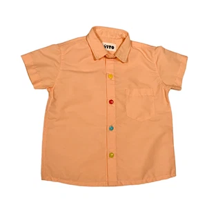 Jungen Kleinkind orange Handarbeit Kleid Hemd Kurzarm Knopfleiste 2T 3T - Bild 1 von 7