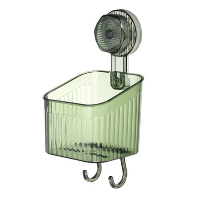 Carrito organizador de almacenamiento con ventosa de 3,7" con ganchos verde Foto 1 de 4