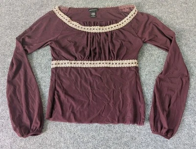 Y2K Moda International Womens S Top Long Sleeve Babydoll Lace Trim Fairycore - Image 1 of 4