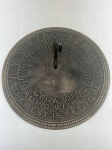 Metal Brass Large Sundial Roman Numerals Grow Old With Me Decor Vintage Taiwan - Picture 1 of 10