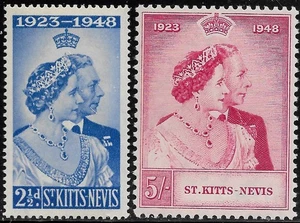 St Kitts-Nevis 1948 set sg 80-1 MH Silver Wedding - Picture 1 of 2